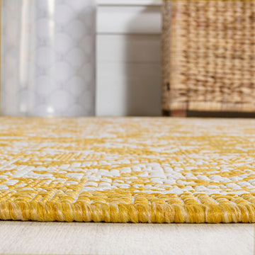 Tela Bohemian Textured Weave Floral Indoor/outdoor Area Rug